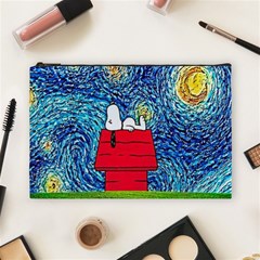 Cartoon Dog Starry Night Van Gogh Parody Cosmetic Bag (large) by Modalart