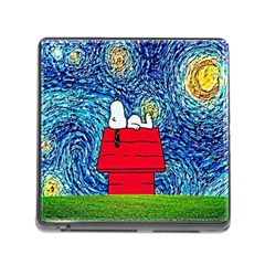 Cartoon Dog Starry Night Van Gogh Parody Memory Card Reader (square 5 Slot) by Modalart