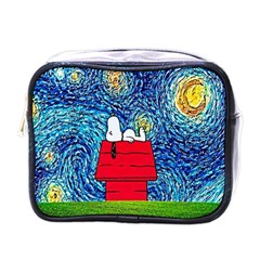 Cartoon Dog Starry Night Van Gogh Parody Mini Toiletries Bag (one Side) by Modalart