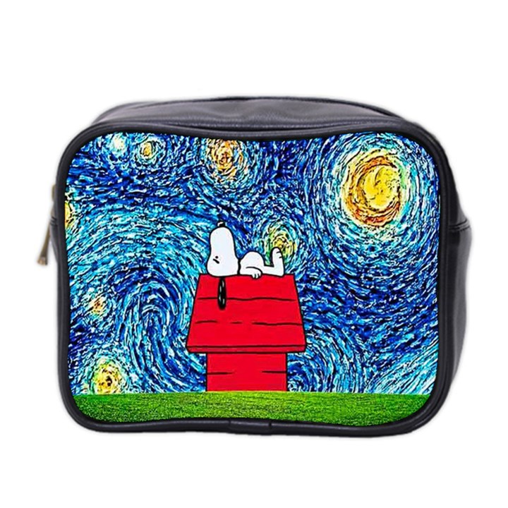 Cartoon Dog Starry Night Van Gogh Parody Mini Toiletries Bag (Two Sides)