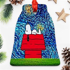 Cartoon Dog Starry Night Van Gogh Parody Bell Ornament (two Sides) by Modalart