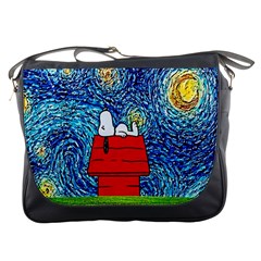 Cartoon Dog Starry Night Van Gogh Parody Messenger Bag by Modalart