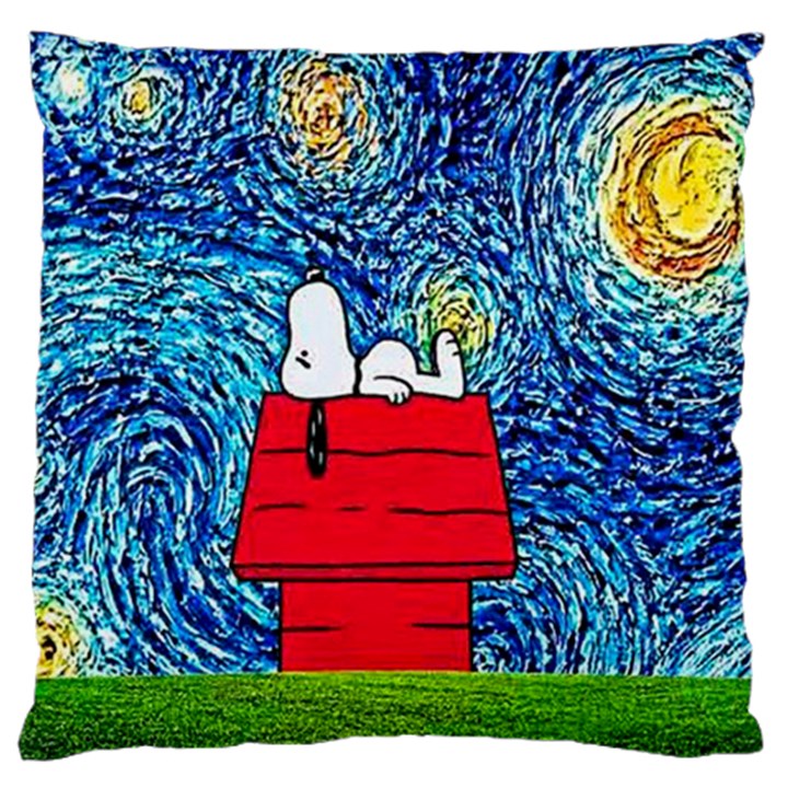 Cartoon Dog Starry Night Van Gogh Parody Standard Premium Plush Fleece Cushion Case (Two Sides)