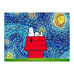 Cartoon Dog Starry Night Van Gogh Parody Two Sides Premium Plush Fleece Blanket (mini) by Modalart