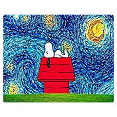 Cartoon Dog Starry Night Van Gogh Parody Two Sides Premium Plush Fleece Blanket (medium) by Modalart