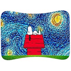 Cartoon Dog Starry Night Van Gogh Parody Velour Seat Head Rest Cushion by Modalart