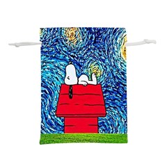 Cartoon Dog Starry Night Van Gogh Parody Lightweight Drawstring Pouch (s) by Modalart