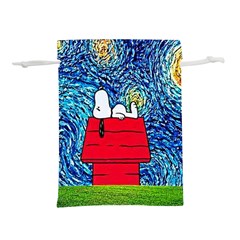 Cartoon Dog Starry Night Van Gogh Parody Lightweight Drawstring Pouch (l) by Modalart