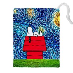 Cartoon Dog Starry Night Van Gogh Parody Drawstring Pouch (5xl) by Modalart