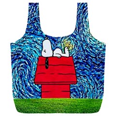 Cartoon Dog Starry Night Van Gogh Parody Full Print Recycle Bag (xxl) by Modalart