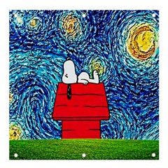 Cartoon Dog Starry Night Van Gogh Parody Banner And Sign 4  X 4  by Modalart