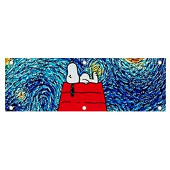 Cartoon Dog Starry Night Van Gogh Parody Banner And Sign 6  X 2  by Modalart