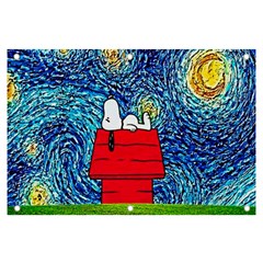 Cartoon Dog Starry Night Van Gogh Parody Banner And Sign 6  X 4  by Modalart