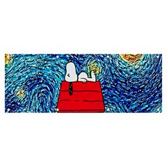 Cartoon Dog Starry Night Van Gogh Parody Banner And Sign 8  X 3  by Modalart