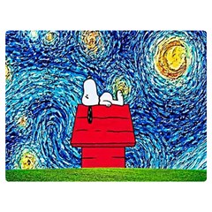 Cartoon Dog Starry Night Van Gogh Parody Two Sides Premium Plush Fleece Blanket (extra Small) by Modalart