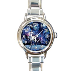 Unicorn Starry Night Print Van Gogh Round Italian Charm Watch by Modalart