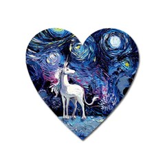 Unicorn Starry Night Print Van Gogh Heart Magnet by Modalart