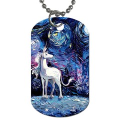 Unicorn Starry Night Print Van Gogh Dog Tag (one Side) by Modalart