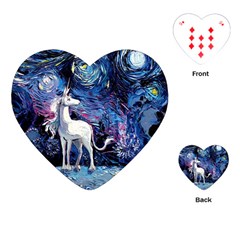 Unicorn Starry Night Print Van Gogh Playing Cards Single Design (heart) by Modalart