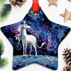 Unicorn Starry Night Print Van Gogh Star Ornament (two Sides) by Modalart