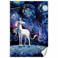 Unicorn Starry Night Print Van Gogh Canvas 12  X 18  by Modalart