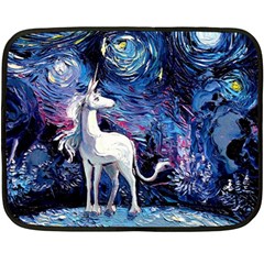 Unicorn Starry Night Print Van Gogh Two Sides Fleece Blanket (mini) by Modalart