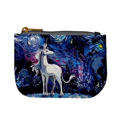 Unicorn Starry Night Print Van Gogh Mini Coin Purse by Modalart