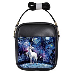 Unicorn Starry Night Print Van Gogh Girls Sling Bag by Modalart