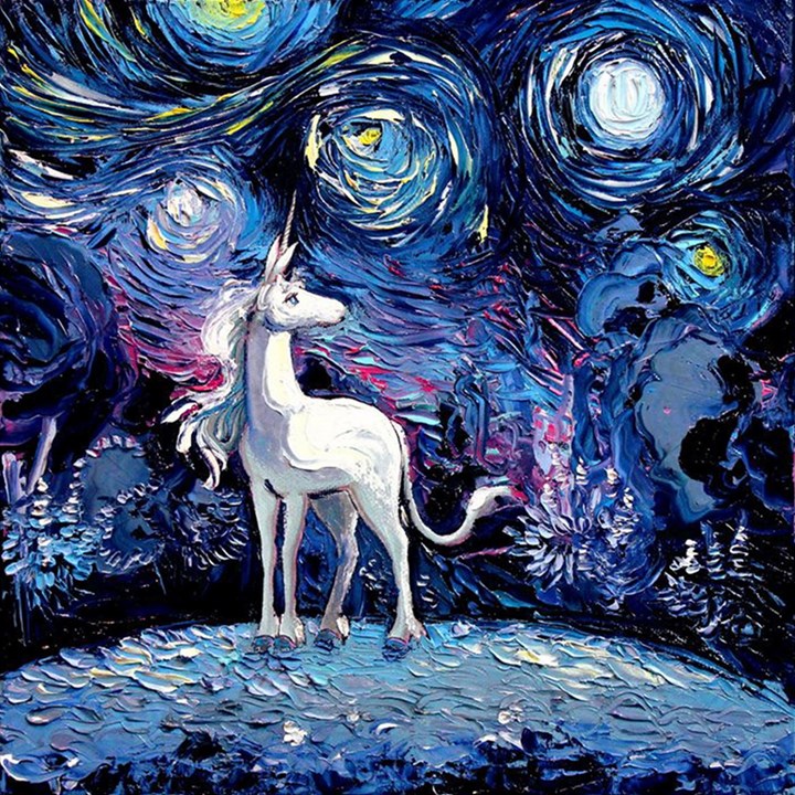 Unicorn Starry Night Print Van Gogh Play Mat (Square)