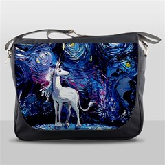 Unicorn Starry Night Print Van Gogh Messenger Bag by Modalart