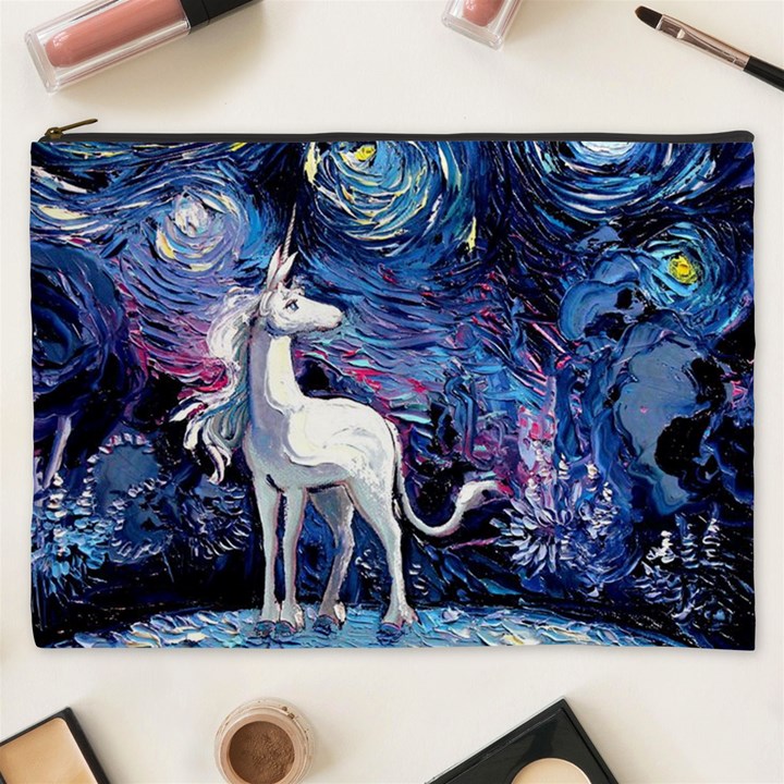 Unicorn Starry Night Print Van Gogh Cosmetic Bag (XXXL)