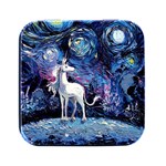 Unicorn Starry Night Print Van Gogh Square Metal Box (Black) Front