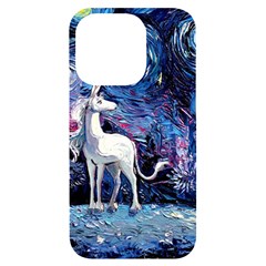 Unicorn Starry Night Print Van Gogh Iphone 14 Pro Black Uv Print Case by Modalart