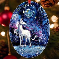 Unicorn Starry Night Print Van Gogh Uv Print Acrylic Ornament Oval by Modalart