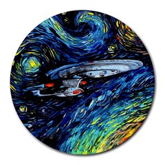 Star Ship Parody Art Starry Night Round Mousepad by Modalart