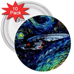 Star Ship Parody Art Starry Night 3  Buttons (10 pack)  Front