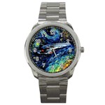 Star Ship Parody Art Starry Night Sport Metal Watch Front