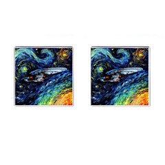 Star Ship Parody Art Starry Night Cufflinks (square) by Modalart