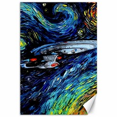 Star Ship Parody Art Starry Night Canvas 12  X 18  by Modalart