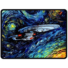 Star Ship Parody Art Starry Night Two Sides Fleece Blanket (large) by Modalart