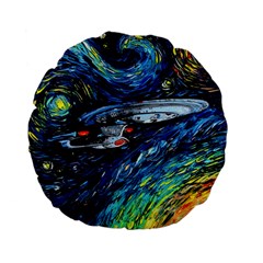 Star Ship Parody Art Starry Night Standard 15  Premium Flano Round Cushions by Modalart