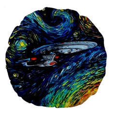 Star Ship Parody Art Starry Night Large 18  Premium Flano Round Cushions by Modalart