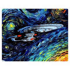 Star Ship Parody Art Starry Night Two Sides Premium Plush Fleece Blanket (medium) by Modalart