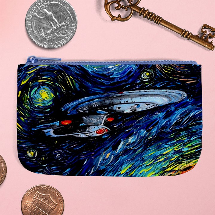 Star Ship Parody Art Starry Night Large Coin Purse