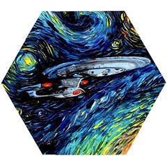 Star Ship Parody Art Starry Night Wooden Puzzle Hexagon by Modalart