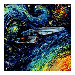 Star Ship Parody Art Starry Night Banner And Sign 3  X 3  by Modalart