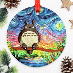 Totoro Starry Night Art Van Gogh Parody Ornament (round) by Modalart