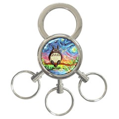 Totoro Starry Night Art Van Gogh Parody 3-ring Key Chain by Modalart