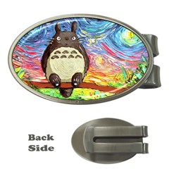 Totoro Starry Night Art Van Gogh Parody Money Clips (oval)  by Modalart