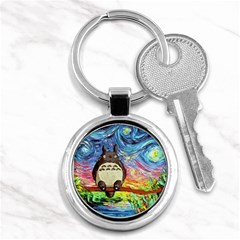 Totoro Starry Night Art Van Gogh Parody Key Chain (round) by Modalart